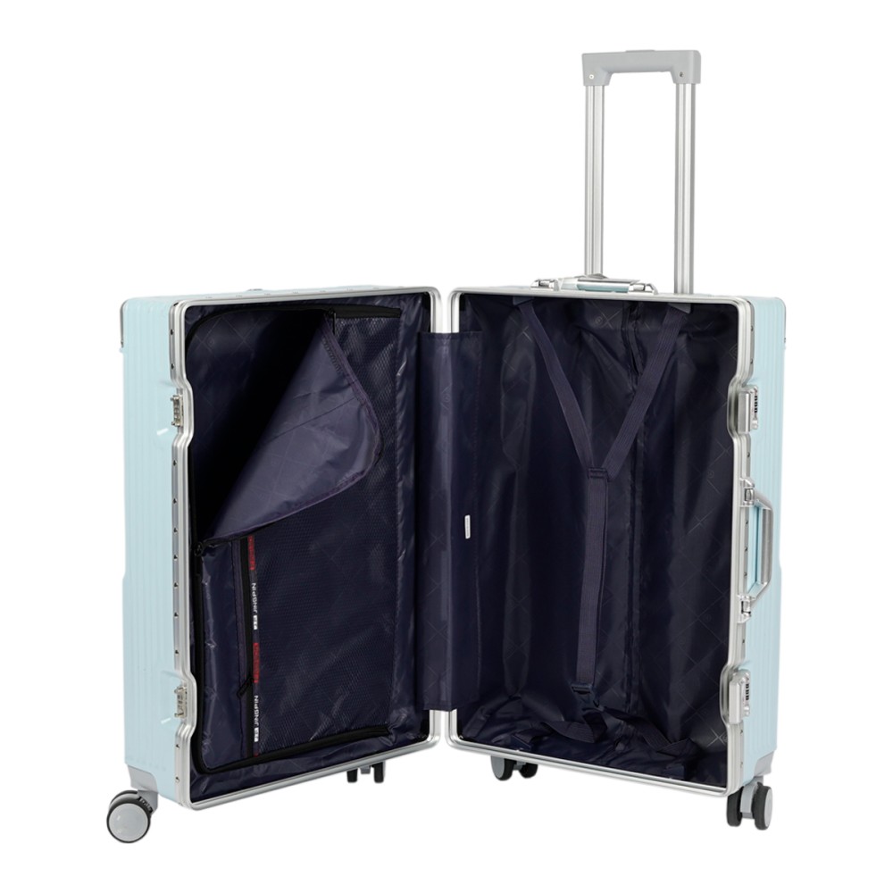 Luggage with wheels size 20 26 inches made of aluminum and ABS as shown