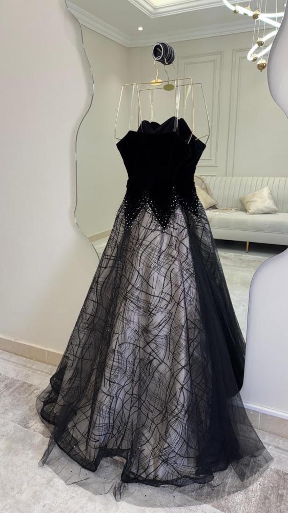 black dress with stones evening dress, velvet fabric, mesh tulle, and zircon Baby Girl Dresses 4-5 covered Fabulous Maxi Dress Größe:XS/S VIVA DROP 6