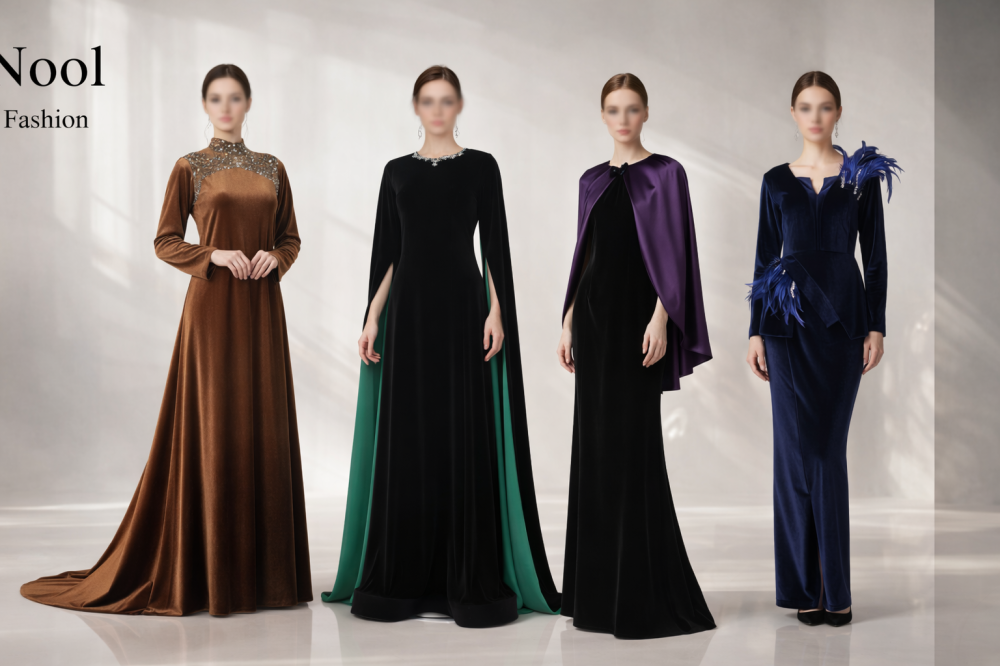 فساتين القطيفة المخملية… دفء وأناقة لليالي الباردة