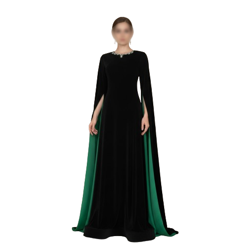 فستان مخمل أسود بكريستال