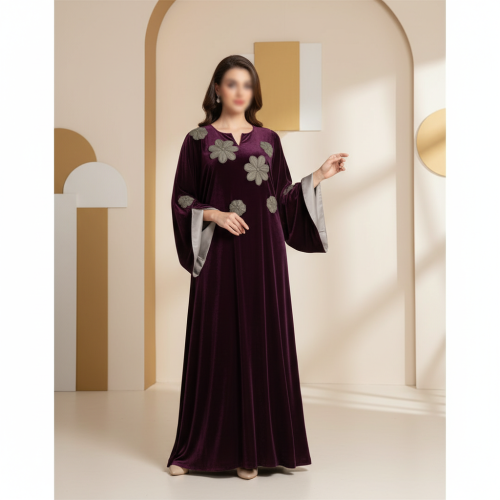 جلابية مخمل ارجواني