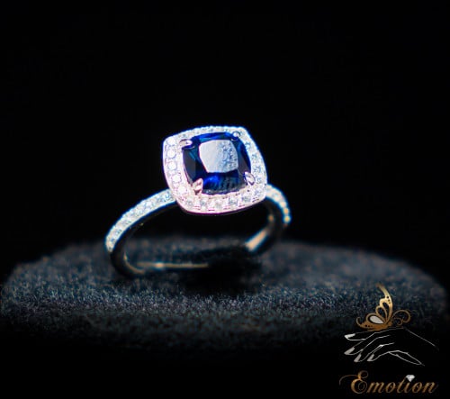 خاتم يومي أزرق شبيه الألماس - خواتم ايموشن فضة