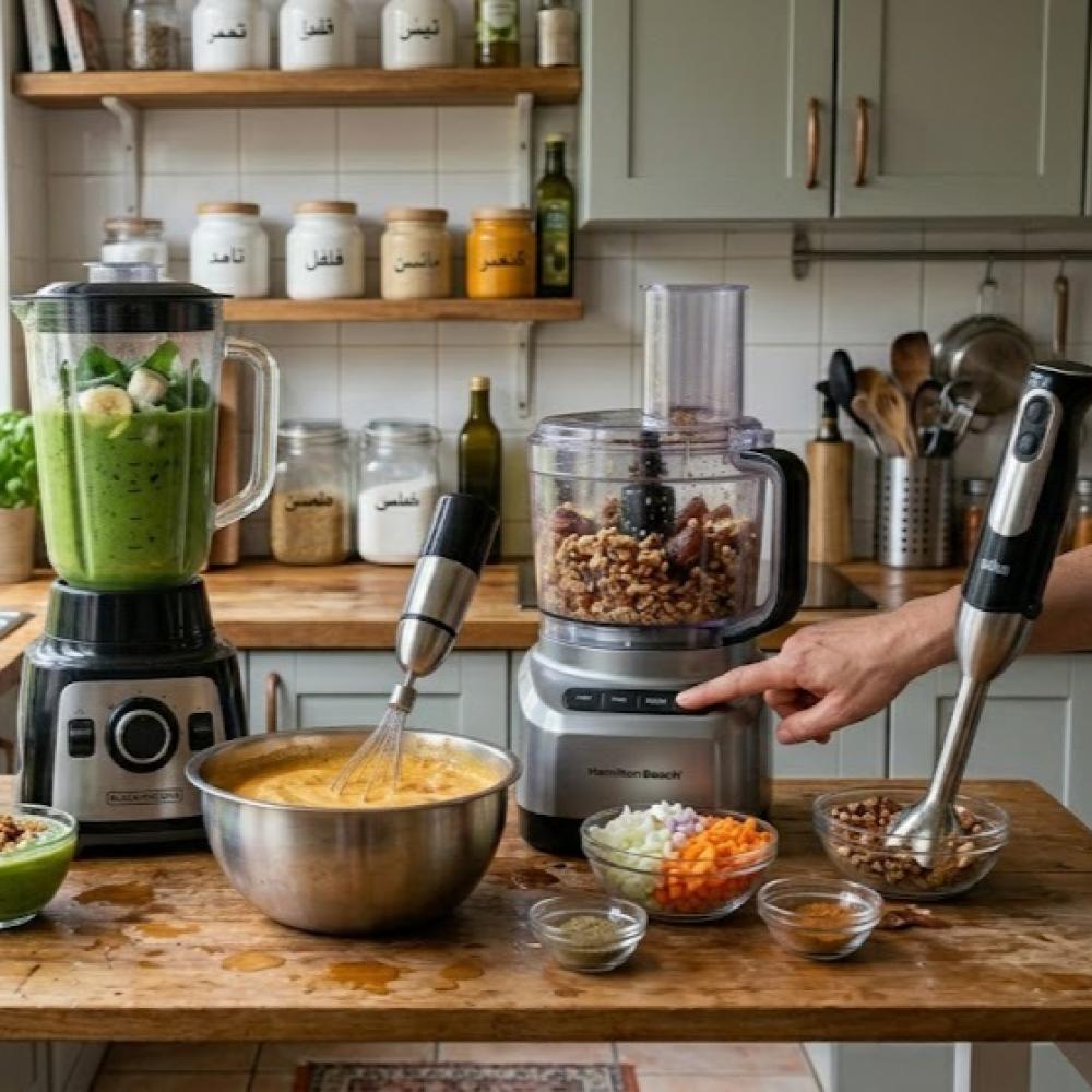 الفرق بين الخلاط والمفرمة والخلاط اليدوي دليلك الكامل لأفضل اختيار لمطبخك