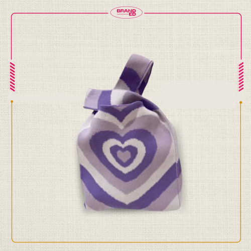 شنط كروشيه للبنات Purple Heart Bag