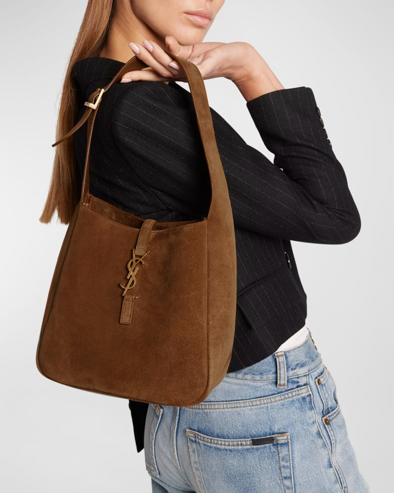 Small hobo shoulder bag in suede from Saint Laurent - مون اوتليت 