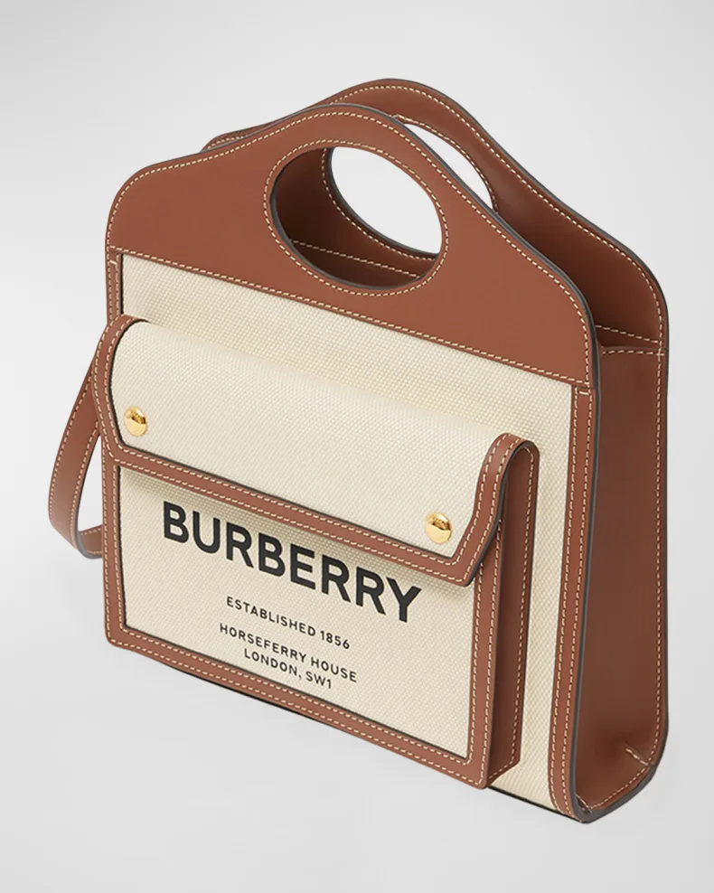 Small Blue Pocket Canvas Handbag from Burberry Moon Outlet