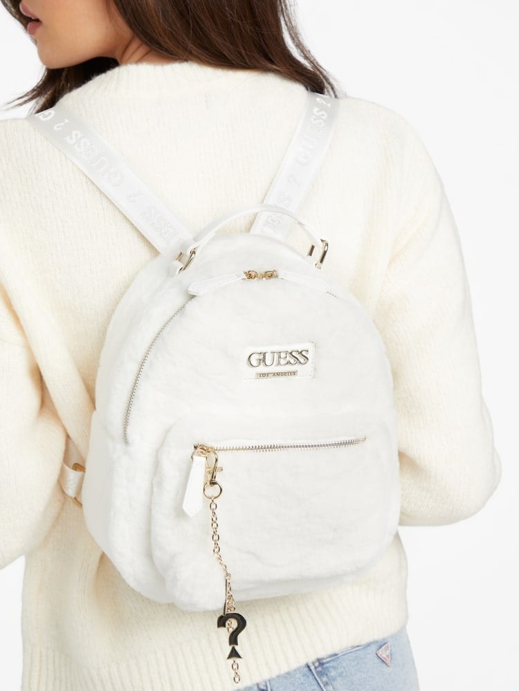 White faux fur on sale backpack