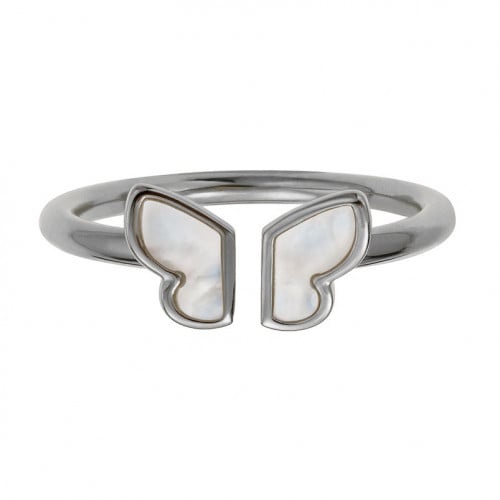 Joy butterfly pearl butterfly ring-Silver.