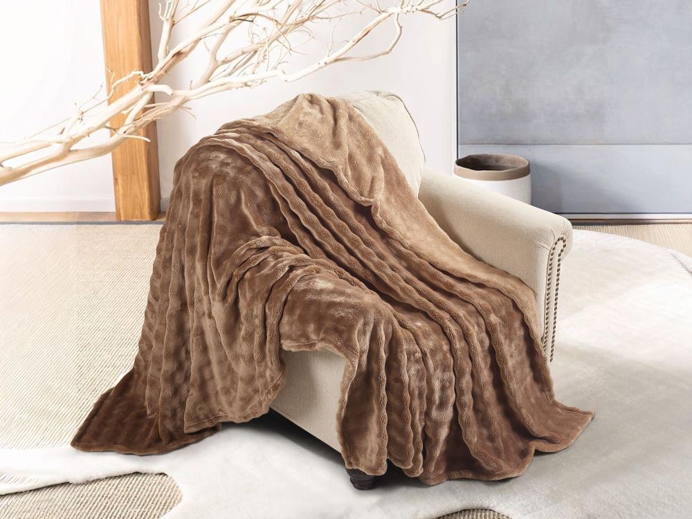بطانية POP سادة مخمل خفيفة مزدوج - 200×230 سم - بني
