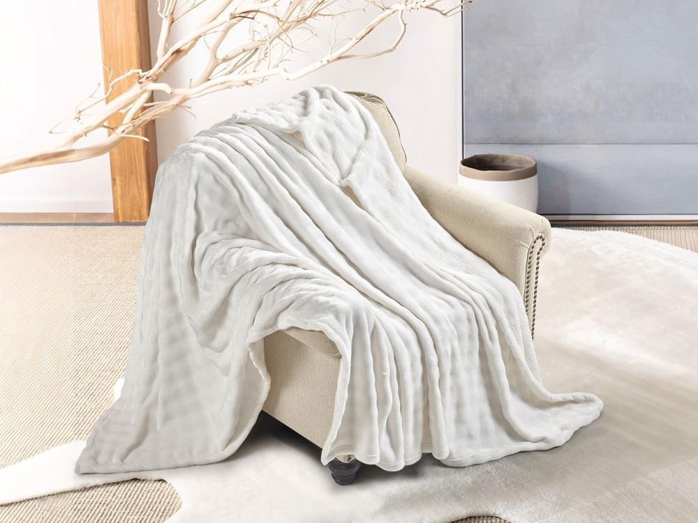 بطانية POP سادة مخمل خفيفة مزدوج - 200×230 سم - أوف وايت