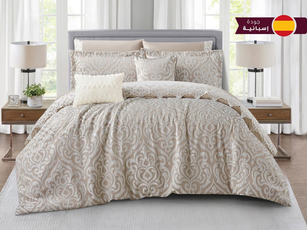 مفرش INDIANA عرائس فاخر جاكار مزدوج - 200×200 سم - 8 قطع - بني