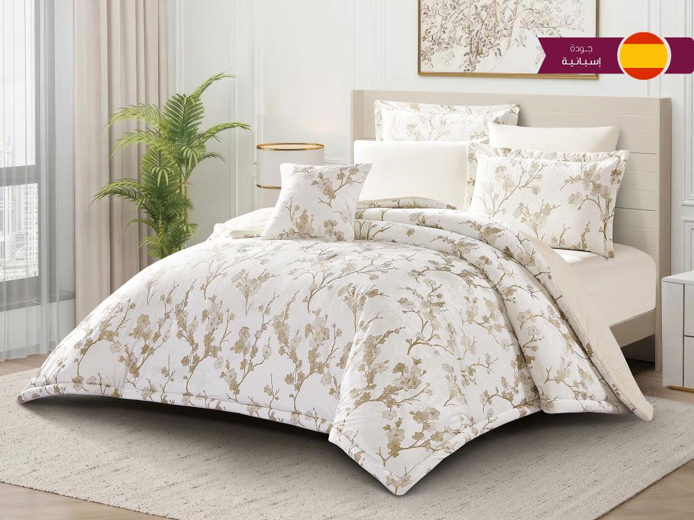 مفرش VIOLETA شتوي فاخر مخمل ڤيلڤيت مزدوج - 200×200 سم - 8 قطع - سكري