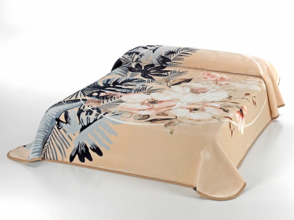 بطانية مورا جولد الإسبانية طابق واحد مزدوج - بيج