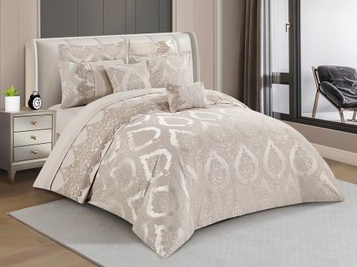 مفرش DIVA عرائس مزدوج - 200×200 سم - 8 قطع - بيج س...