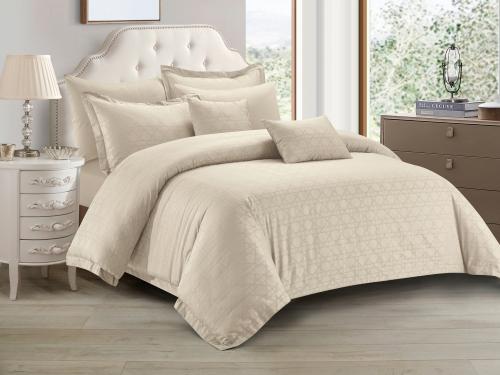 مفرش MALVA فندقي قطن فاخر مزدوج - 200×200 سم - 9 ق...