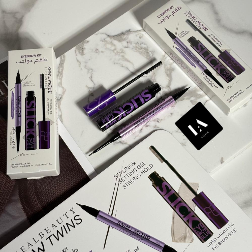 مجموعة تثبيت ورسم الحواجب SLICK & BROW TWINS ريل بيوتي
