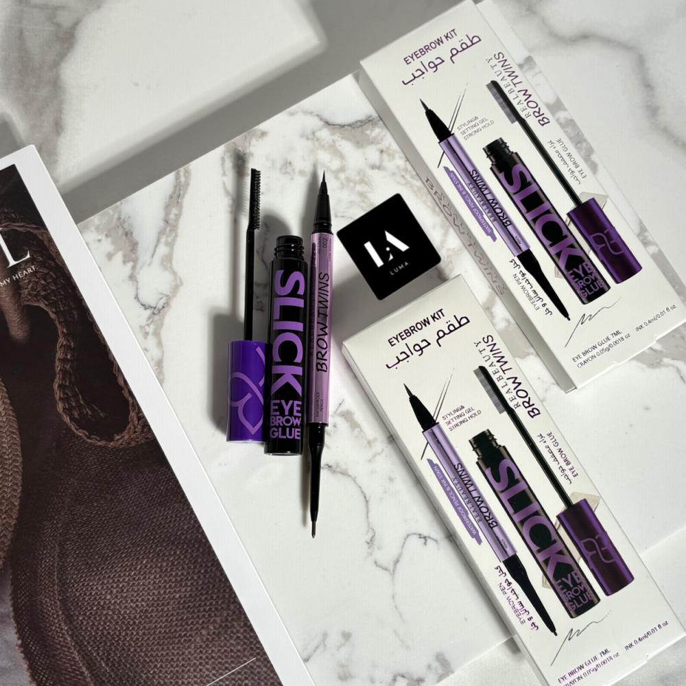 مجموعة تثبيت ورسم الحواجب SLICK & BROW TWINS ريل بيوتي