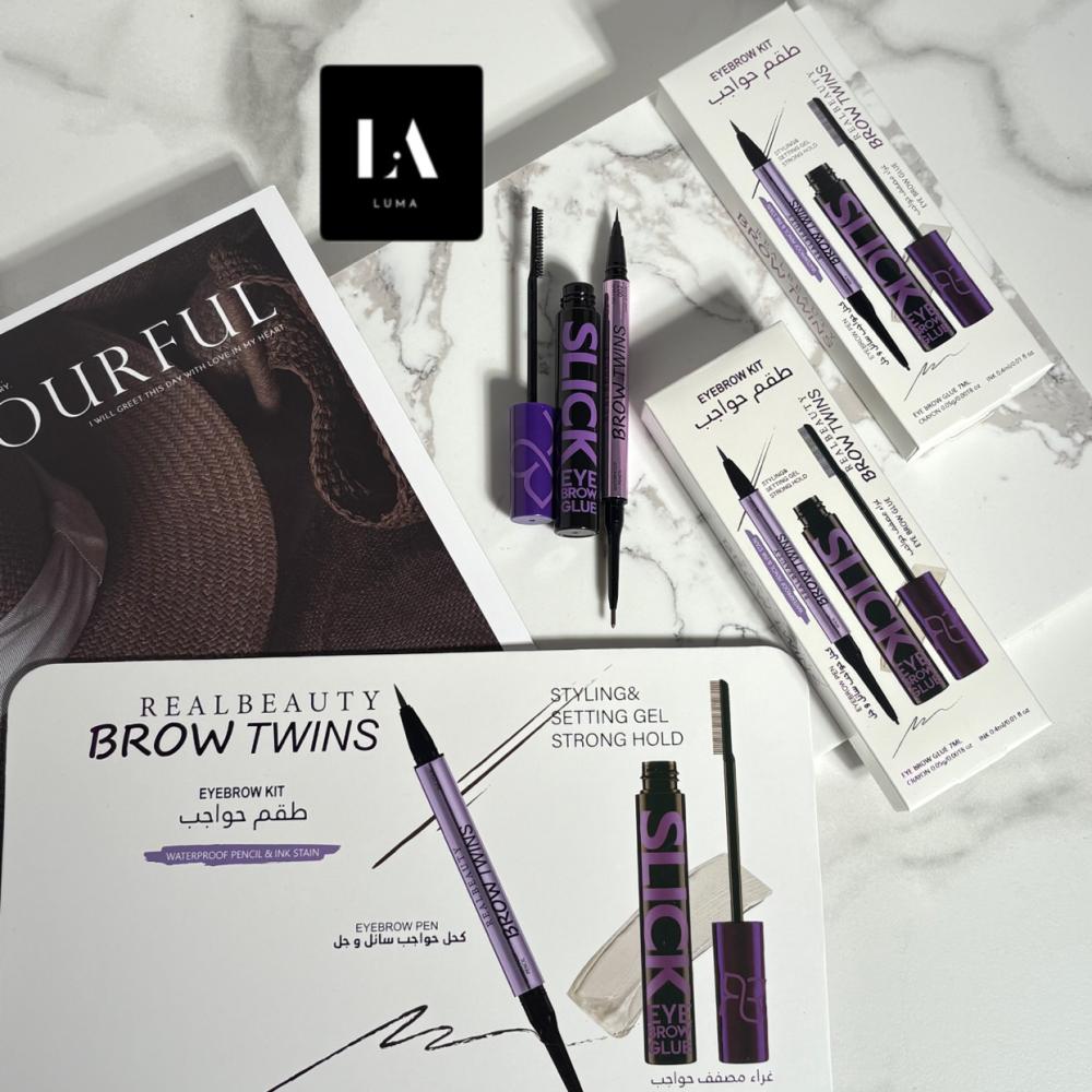 مجموعة تثبيت ورسم الحواجب SLICK & BROW TWINS ريل بيوتي