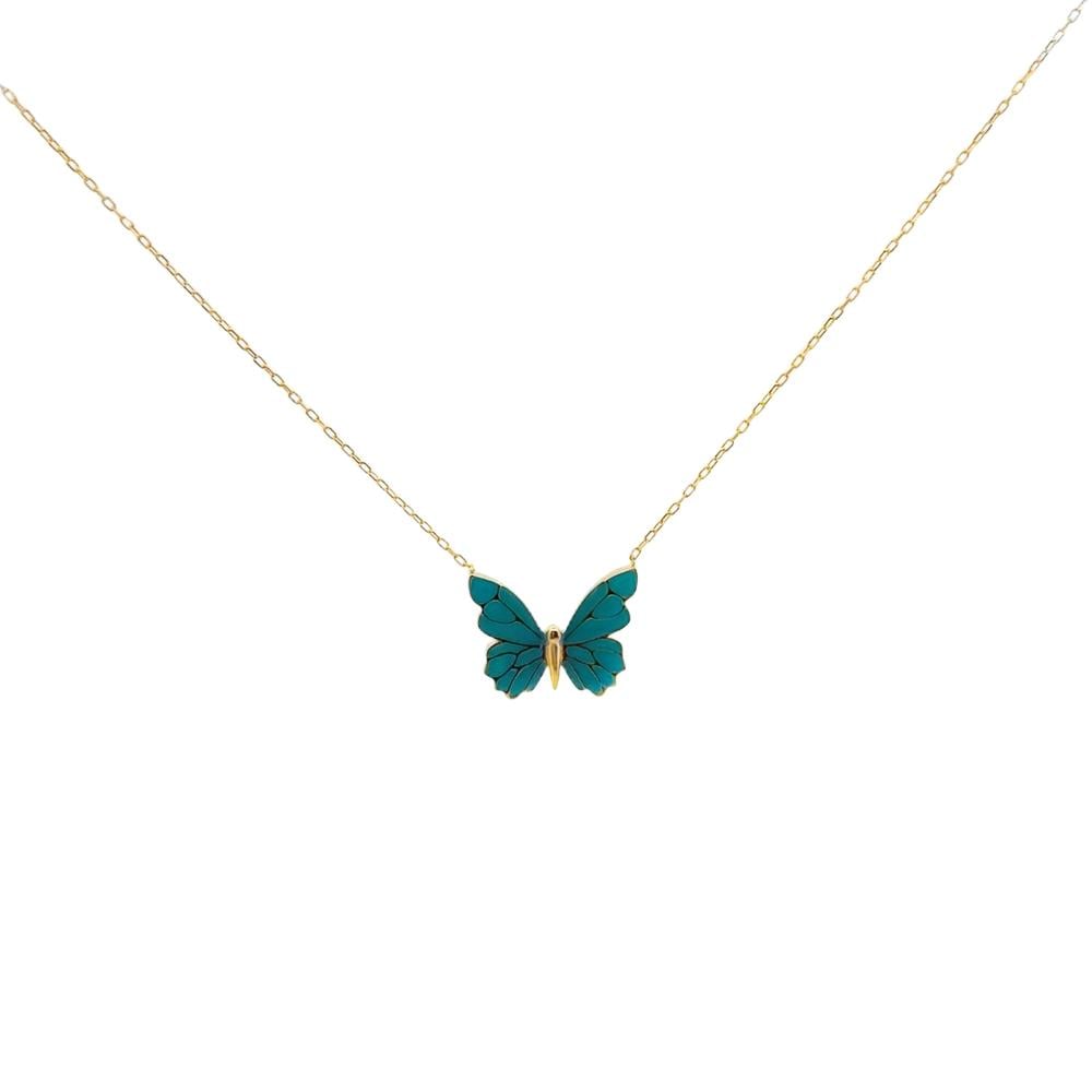 عقد ذهب - فراشة الفيروز