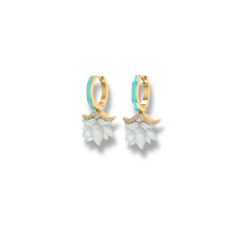 حلق لوتاز ذهب عيار 18 , ألماس طبيعي