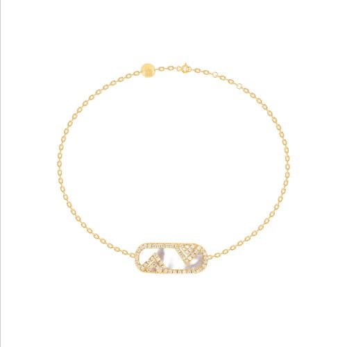 أسوارة بيضاوي صدف أبيض ، ألماس طبيعي