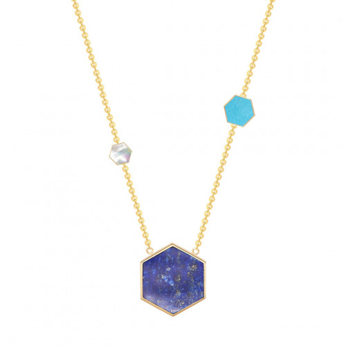 تعليقة 3 مضلعات [ لابيز ، فيروز، صدف ابيض ]