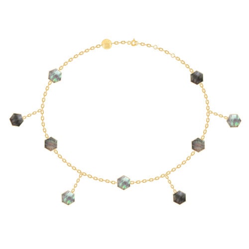 خلخال 9 مضلعات صغيره صدف رمادي