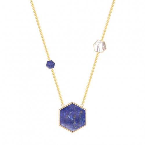 تعليقة 3 مضلعات [ لابيز ، صدف ابيض ، لابيز ]