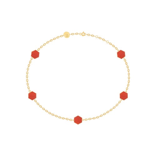 أسوارة  5 مضلعات صغيره ، عقيق  (اطار نحيف ) ، ذهب عيار  18