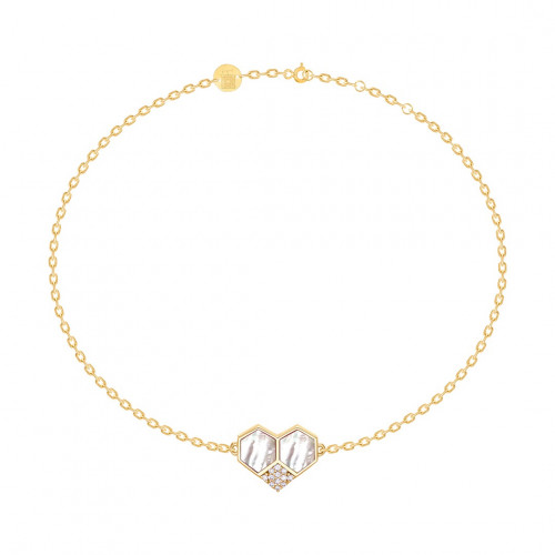 أسوارة قلب صغير صدف أبيض ، ألماس طبيعي