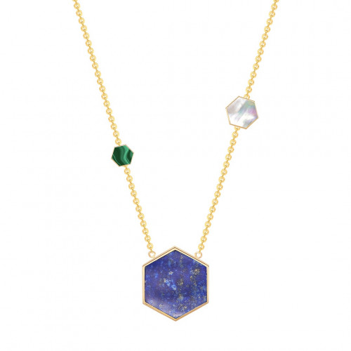 تعليقة 3 مضلعات [ لابيز ، صدف ابيض ، ملاكايت ]