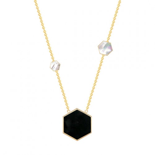 تعليقة 3 مضلعات [ اونكس ، صدف ابيض ، صدف ابيض ]