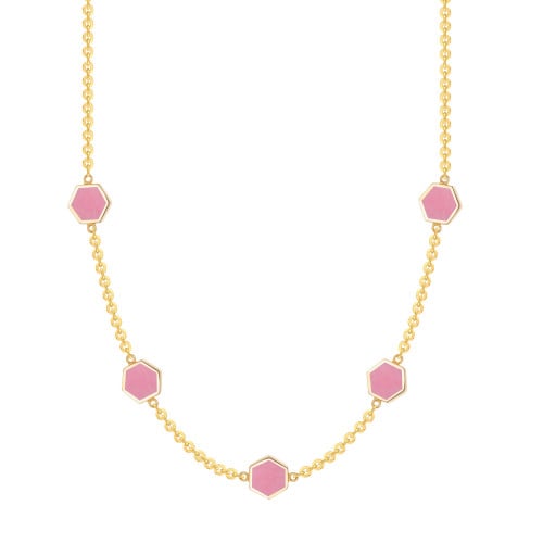 شوكر 5 مضلعات صغيره صدف وردي ( إطار نحيف )