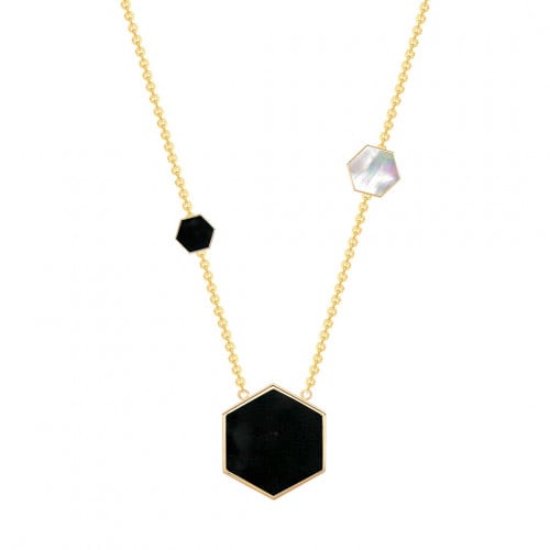 تعليقة 3 مضلعات [  اونكس ، صدف ابيض ، اونكس ]