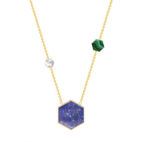 تعليقة 3 مضلعات [ لابيز ، ملاكايت ، صدف ابيض ]