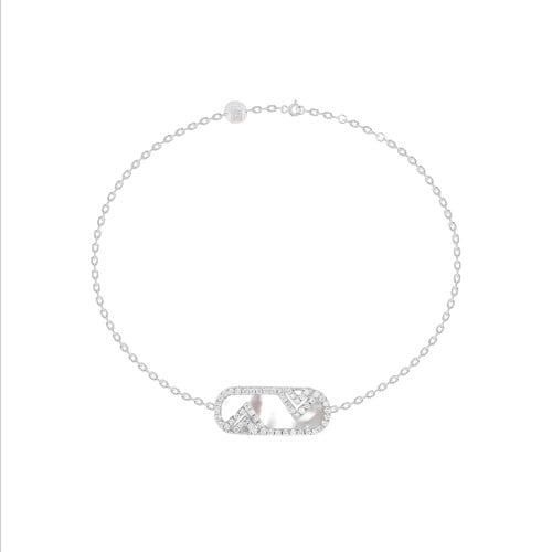 أسوارة بيضاوي صدف أبيض ، ألماس طبيعي