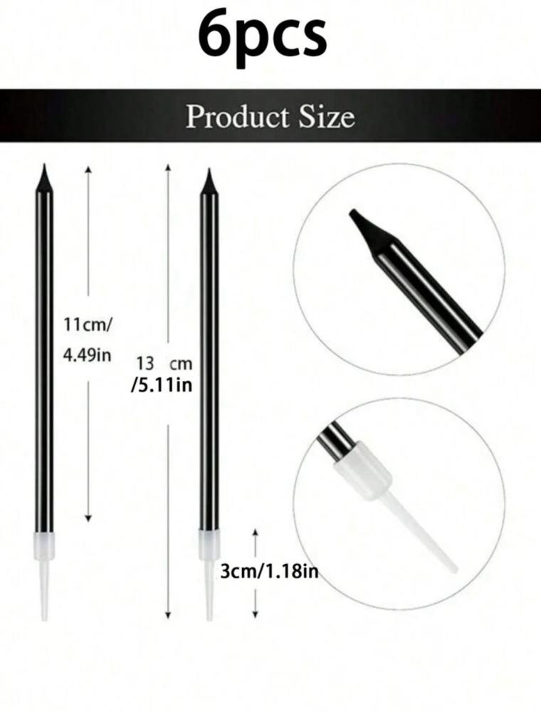 شموع 6 حبات اسود