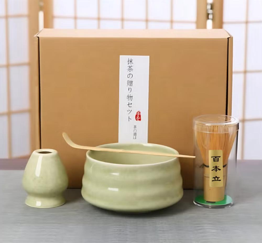 ادوات ماتشا 4 قطع اخضر