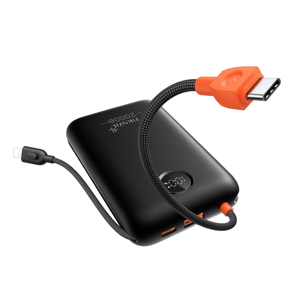 TIKNAL 20000mAh Power Bank - 22.5W Fast Charging Multi-Port Built-in Cables - باور بانك تيكنال 20000mAh - شحن سريع 22.5 واط مع منافذ متعددة وكابلات مدمجة