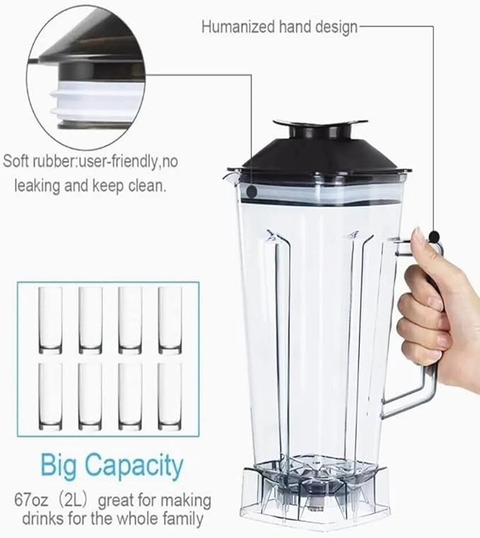 Silver Crest Blender Jar - Heavy Duty Plastic, Shatterproof, Heat Resistant, Transparent - وعاء خلاط سيلفر كرست - بلاستيك عالي التحمل، مقاوم للكسر والحرارة، شفاف