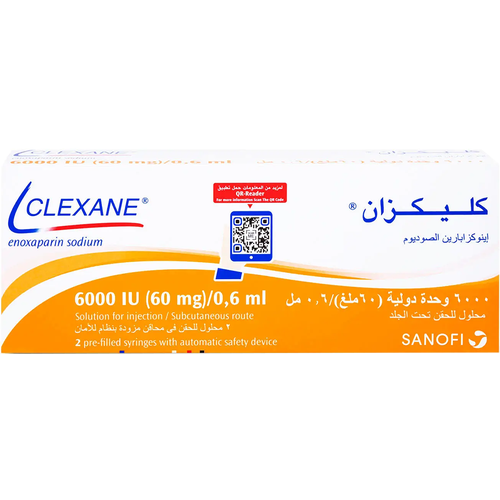 حقنة إينوكسابارين مملوءة مسبقًا من كليكسان 6000 وحدة دولية  Clexane