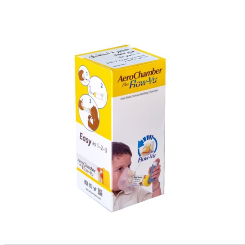 Aerochamber Flow VU  ايرو شامبر فلو فو اطفال قناع متوسط اصفر ( 1-5 سنوات )