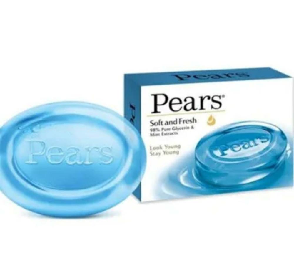 بيرز صابون خلاصة النعناع -ازرق- ناعم ومنعش - 125 جرام.   pears