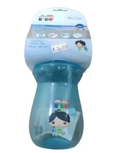 كوب أطفال  مزود بماصة و  بغطاء بعمر 6 أشهر فما فوق، من كيكو ( أزرق. ) _ 360 مل.   kiko