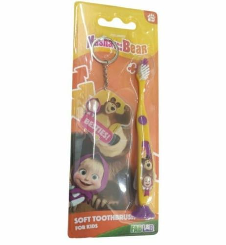Fablab فرشاة أسنان فاب لاب للأطفال من عمر +3 مع ميدالية  - ماشا والدب     .  Masha and the Bear