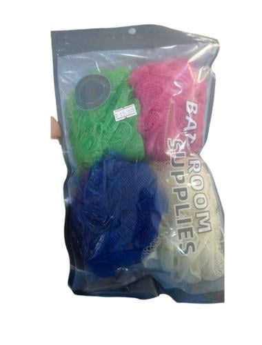 ليفة استحمام مجموعة لوفا شبكية ملونة _ 4 قطع