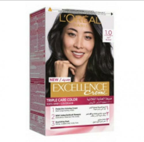 صبغة شعر  لوريال، اكسيلينس  لون أسود رقم 1.0- 1 عبوة Loreal paris
