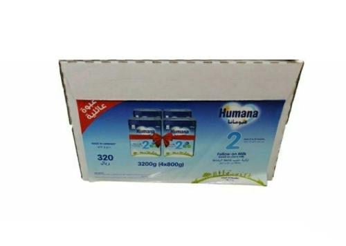 هيومانا حليب أطفال  2 بروبالانك، تركيبة متابعة خالية من الكائنات المعدلة وراثيًا من 6 _ 12 شهر _  800 × 4 جم  / 3200g عبوة عائلية   Humana