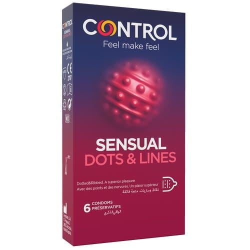 كونترول واقي ذكري بنقاط وخطوط حسية  _ 6 قطع   Control