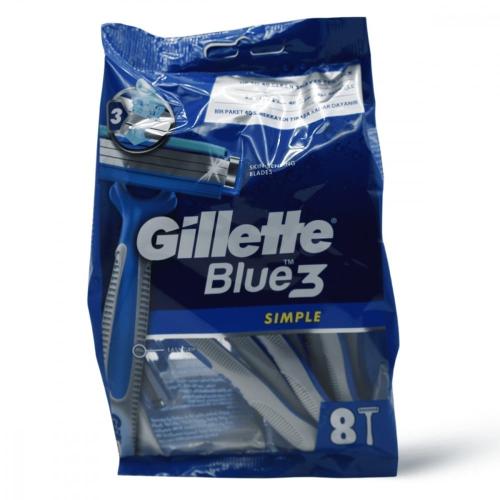 جيليت | بلو 3 امواس رجالية للأستعمال مرة واحدة   | 8 قطع Gillette | Blue 3 Simple | 8 Pcs